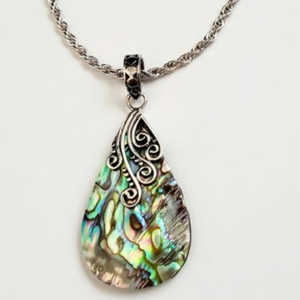 Authentic Abalone Teardrop Necklace.